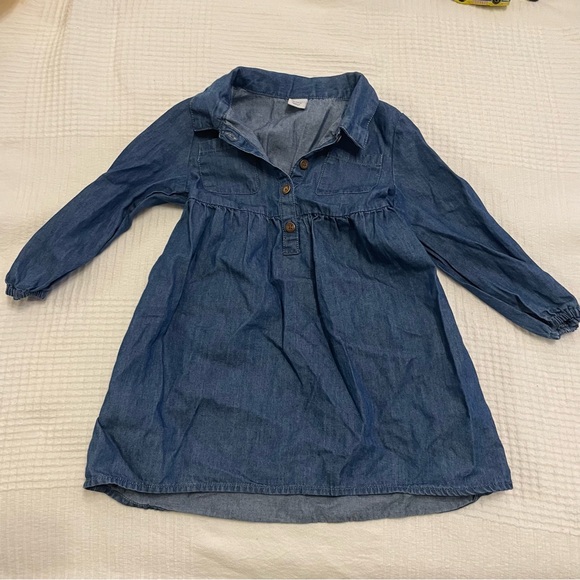 Old Navy Long Sleeves Collared Denim Dress 18-24 Months - Picture 2 of 5